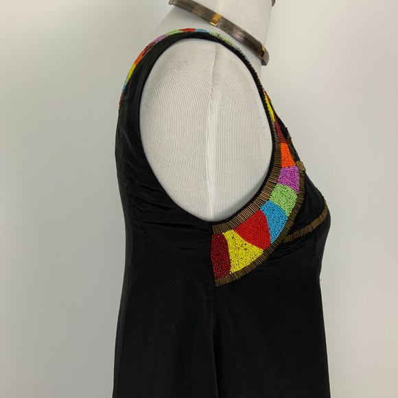 Yoana Baraschi Black Rainbow Beaded Y2K Tank Top Size 6 - Picture 9 of 16